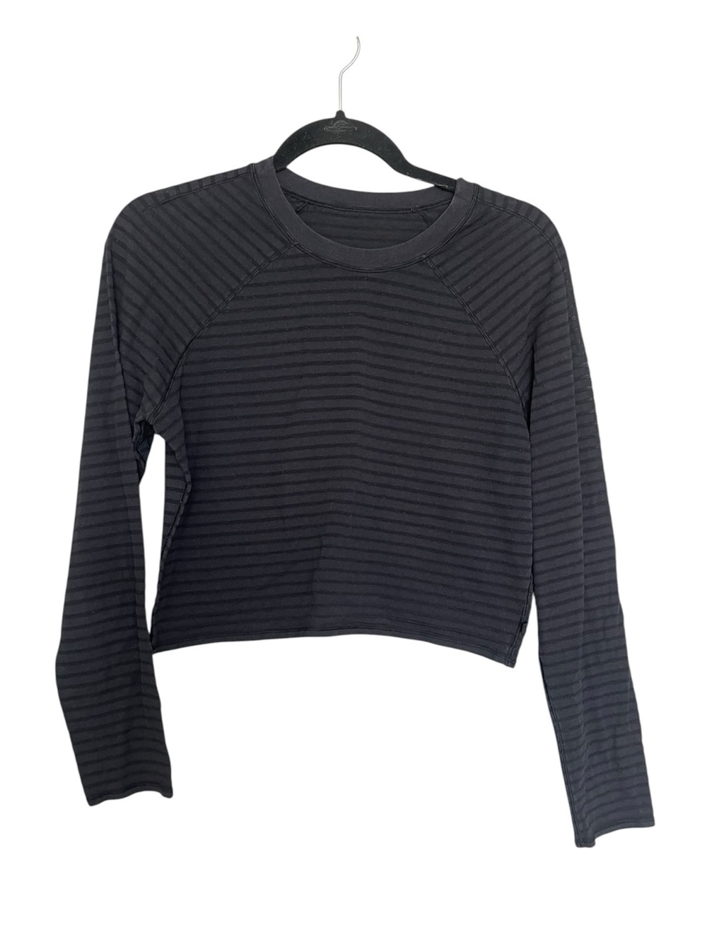 lululemon Black Striped Long-Sleeve Crop Tee